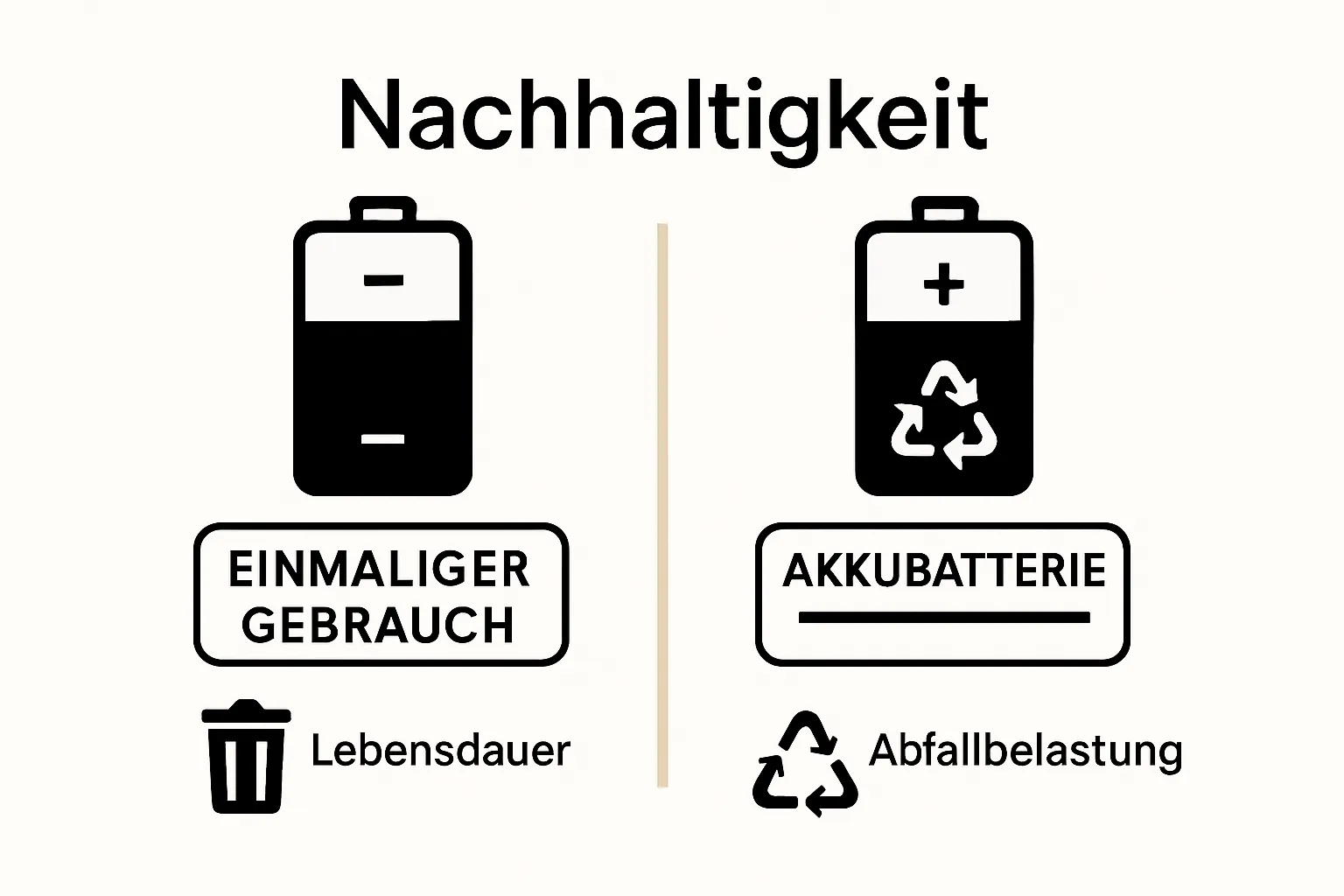 Vergleich Einweg-Knopfzelle und wiederaufladbarer Akku Nachhaltigkeit