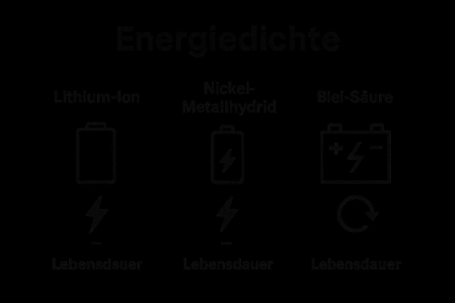 Simple chart comparing three main battery model types