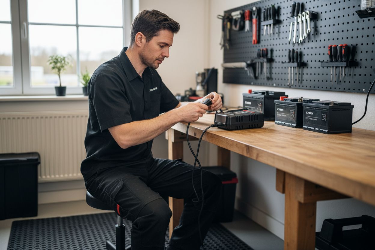 Batterieladegerät Vorbereitung Arbeitsfläche