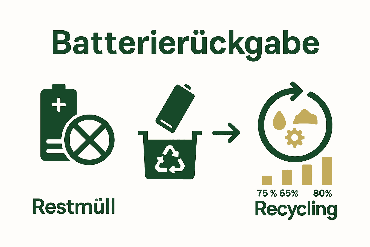 Infografik Batterieentsorgung und Recyclingquoten europäischer Batterietypen