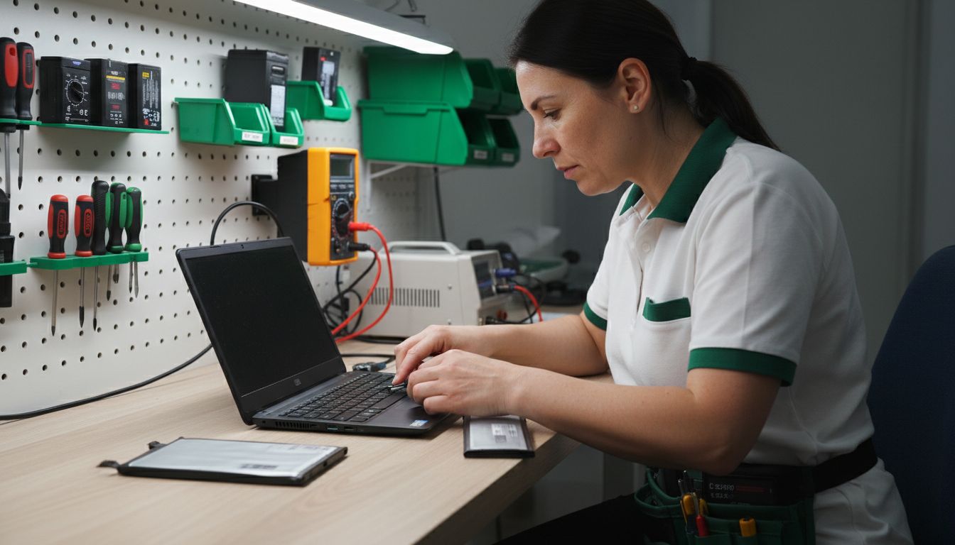 Akkutausch Arbeitsplatz Technik