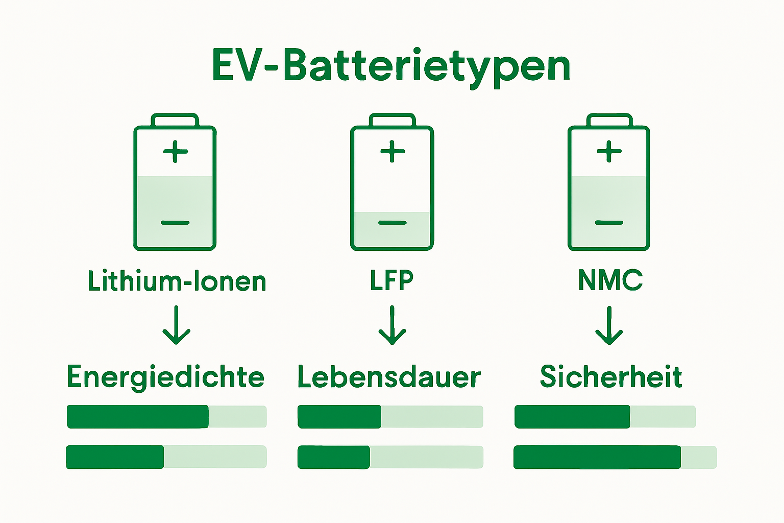 Infographic comparing main EV battery types
