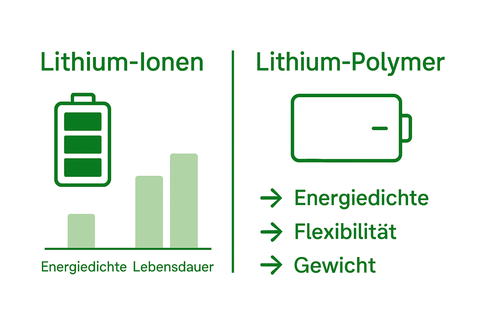 Grafik: Ein Überblick über die Unterschiede zwischen Lithium-Ionen- und Lithium-Polymer-Akkus