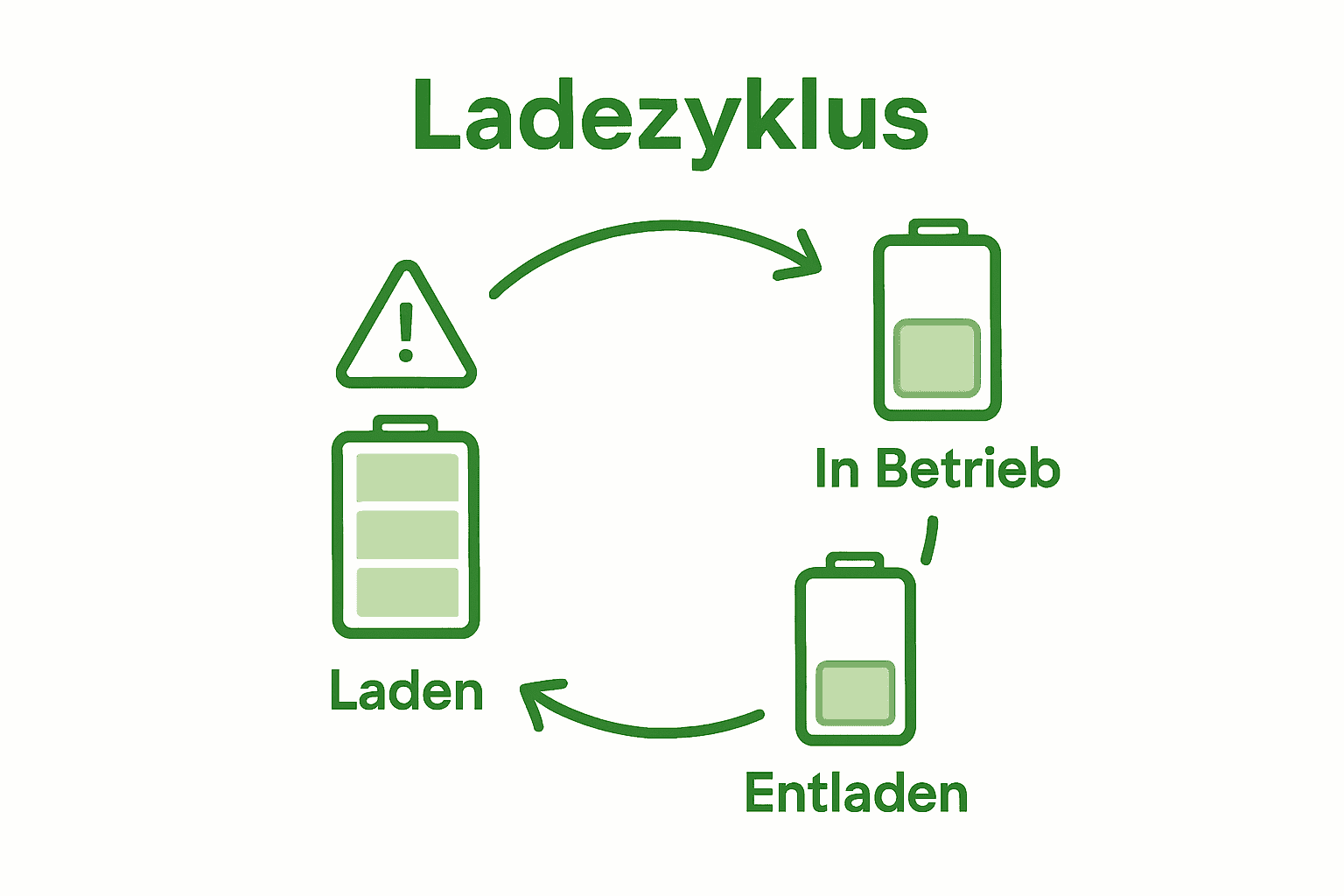 Grafik mit den einzelnen Schritten eines Ladevorgangs für Batterien