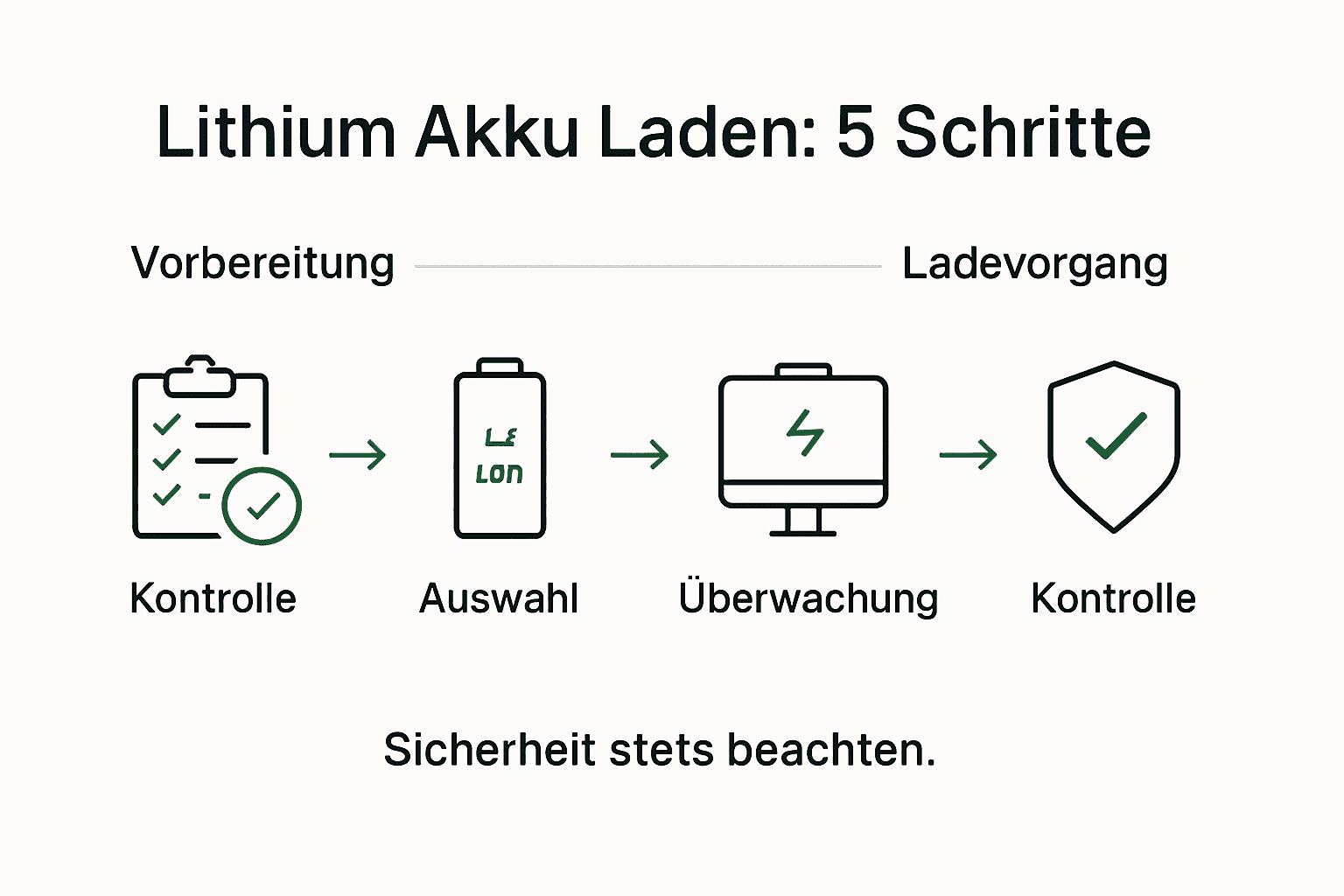 Infografik: So laden Sie Ihren Akku sicher – Schritt für Schritt erklärt