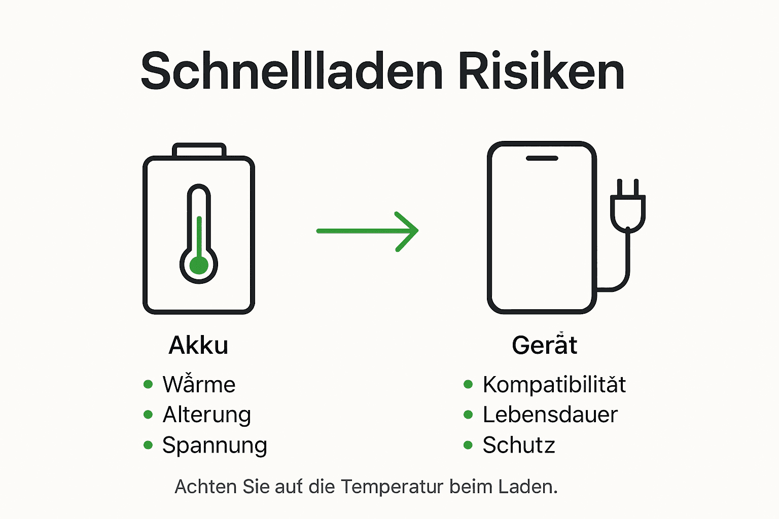 Infografik: Welche Risiken birgt das Schnellladen für Akkus und elektronische Geräte?