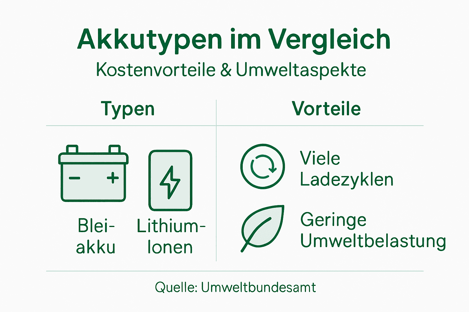 Übersicht: Verschiedene Akkuarten und ihre Vorteile auf einen Blick