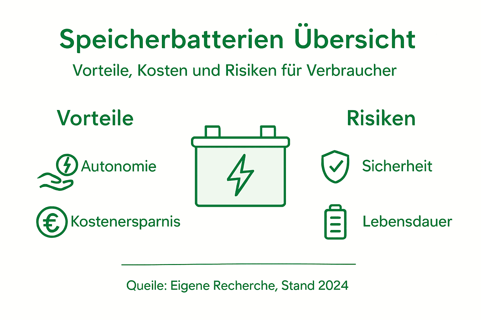 Übersichtsgrafik: Chancen und Herausforderungen von Batteriespeichern