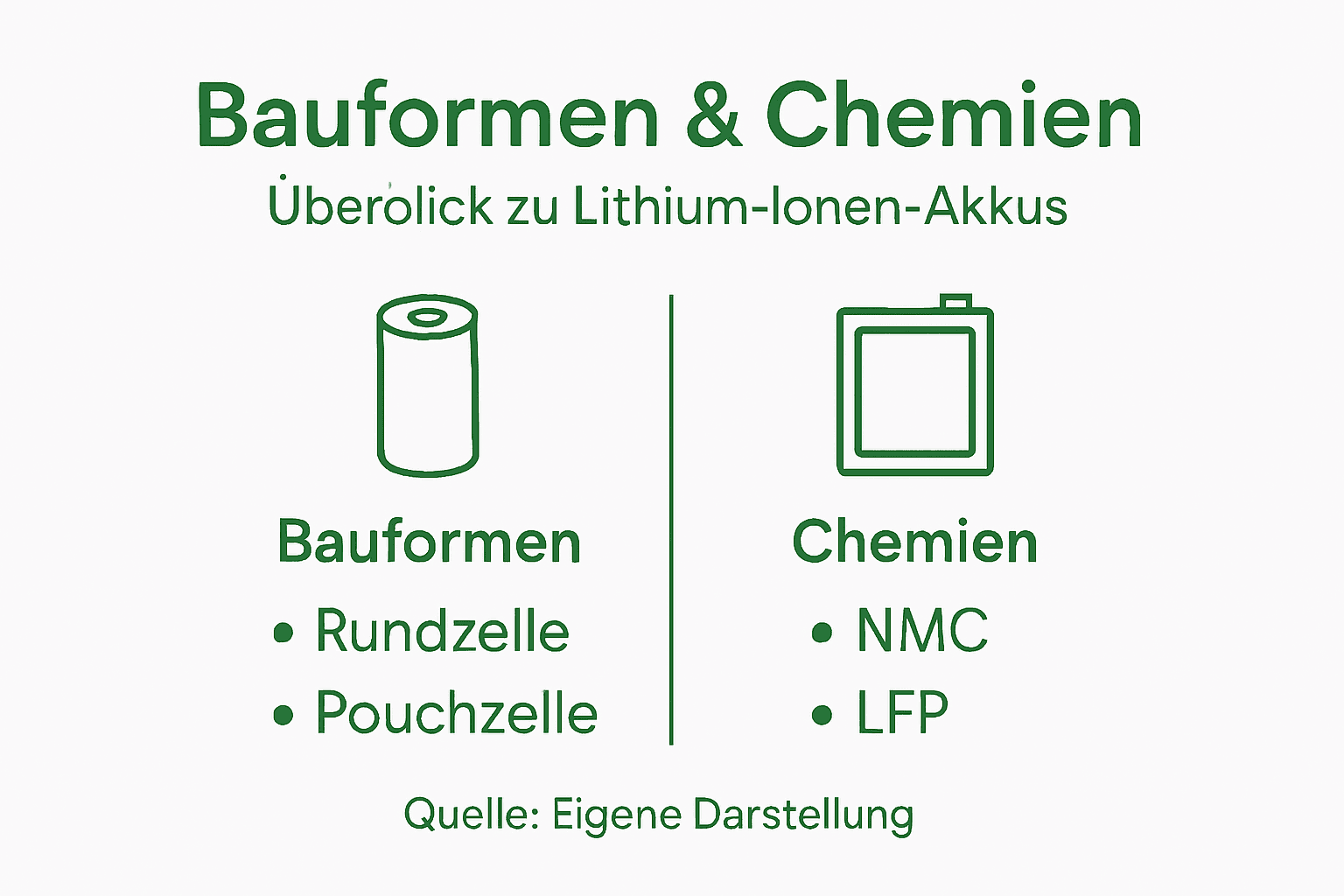 Übersicht: Bauarten und Zellchemien von Lithium-Ionen-Akkus – eine Infografik