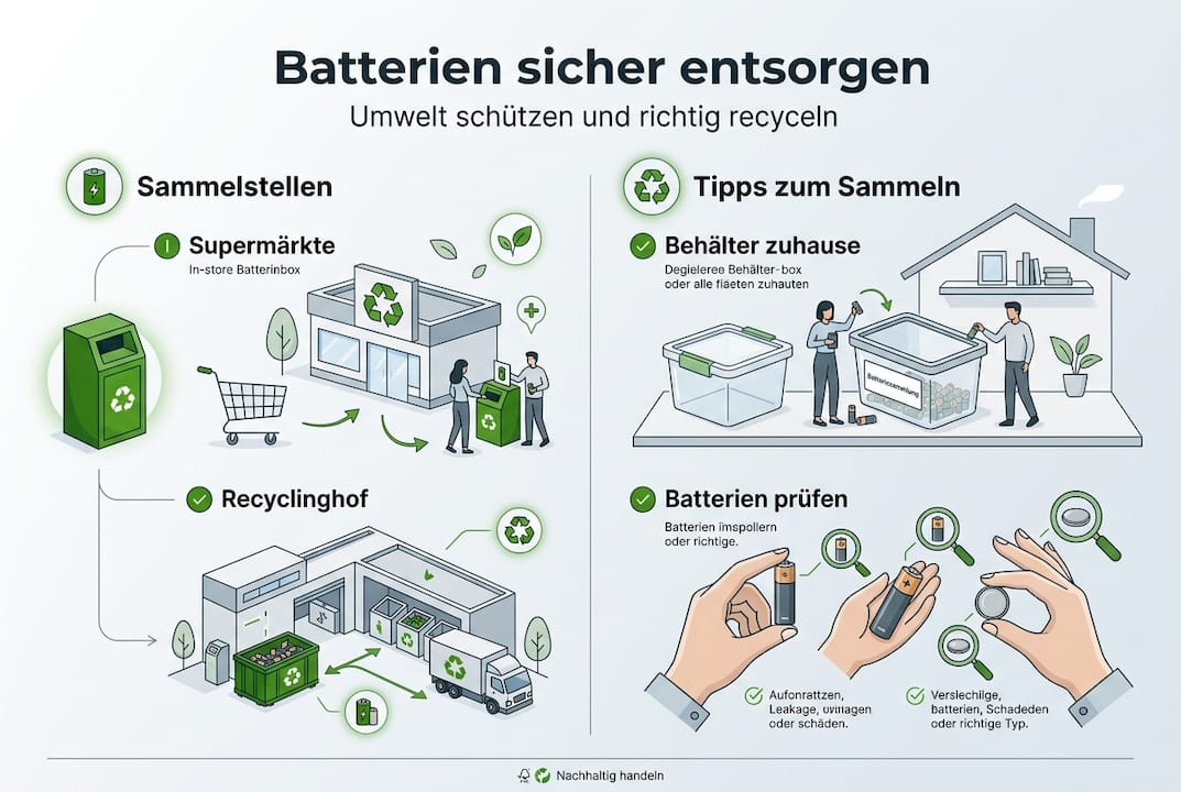 Infografik: So entsorgen und recyceln Sie Batterien richtig – praktische Tipps für den Alltag