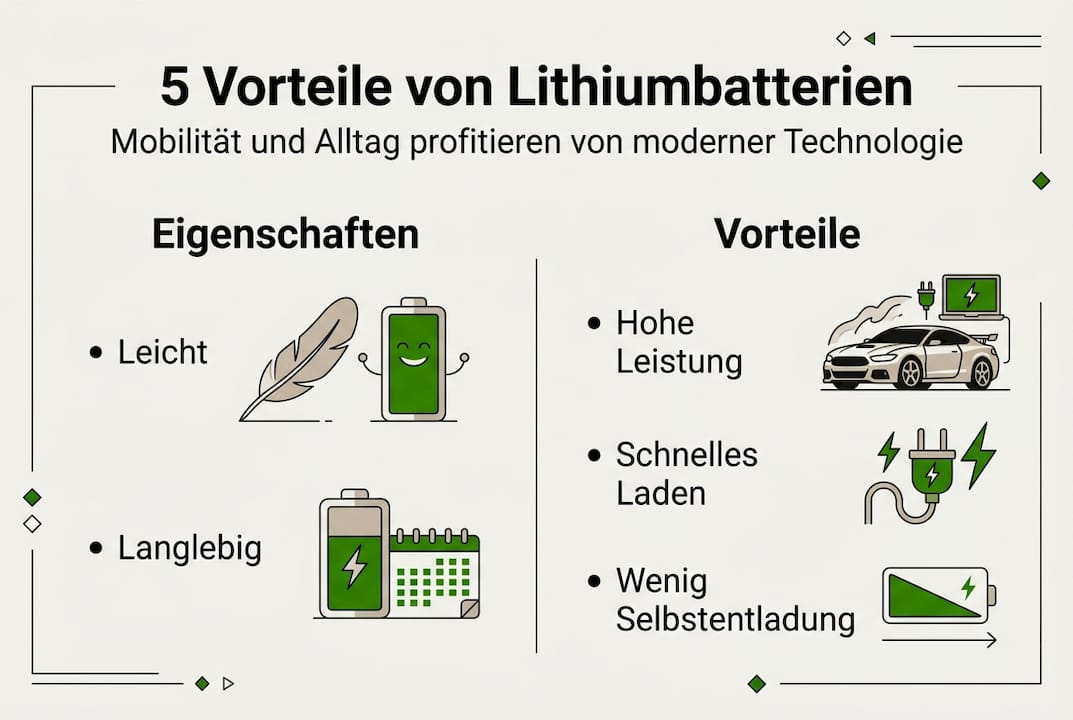 Übersicht: Fünf überzeugende Vorteile von Lithium-Batterien auf einen Blick