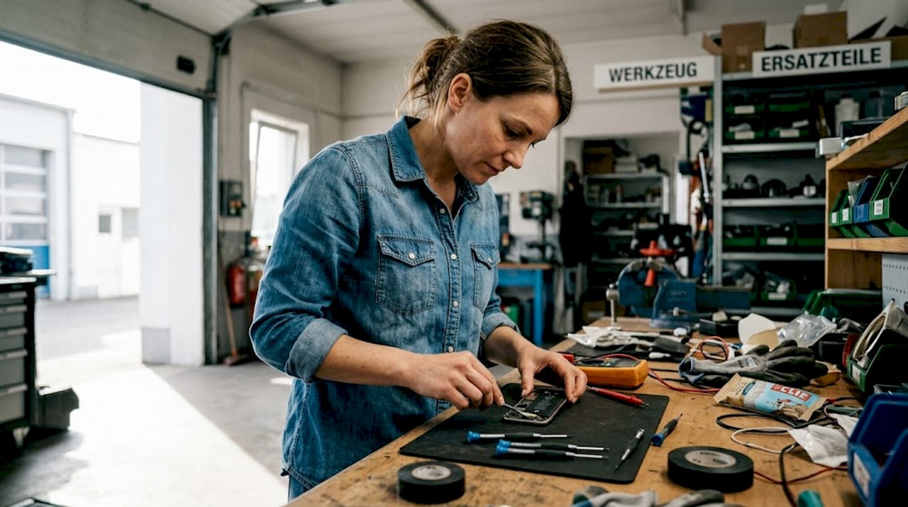 Ein Techniker überprüft, wie sich die Temperatur auf die Batterie auswirkt.