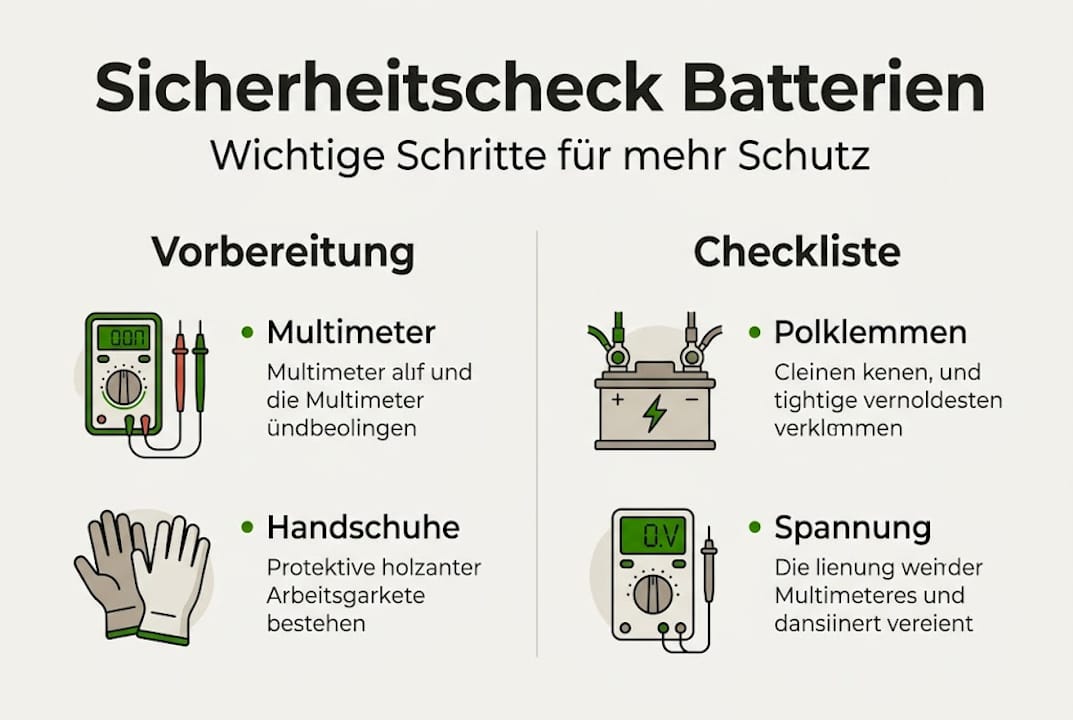 Übersicht: Die wichtigsten Prüfpunkte für mehr Batteriesicherheit auf einen Blick