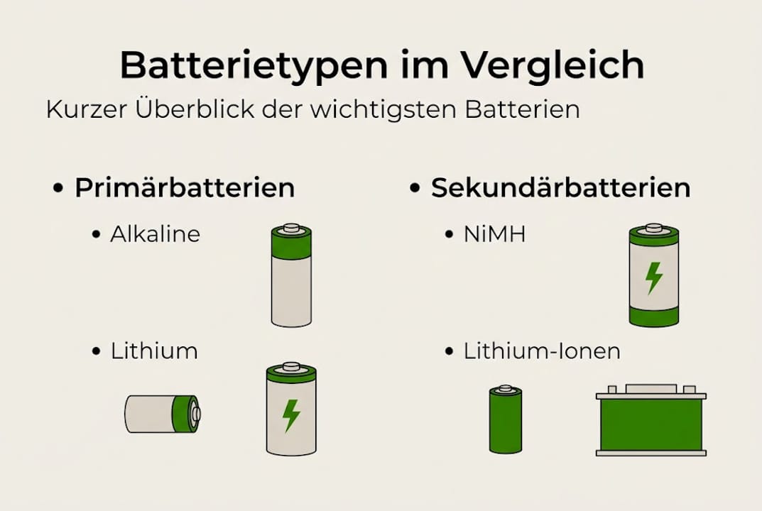 Infografik: Die wichtigsten Batterietypen im Vergleich