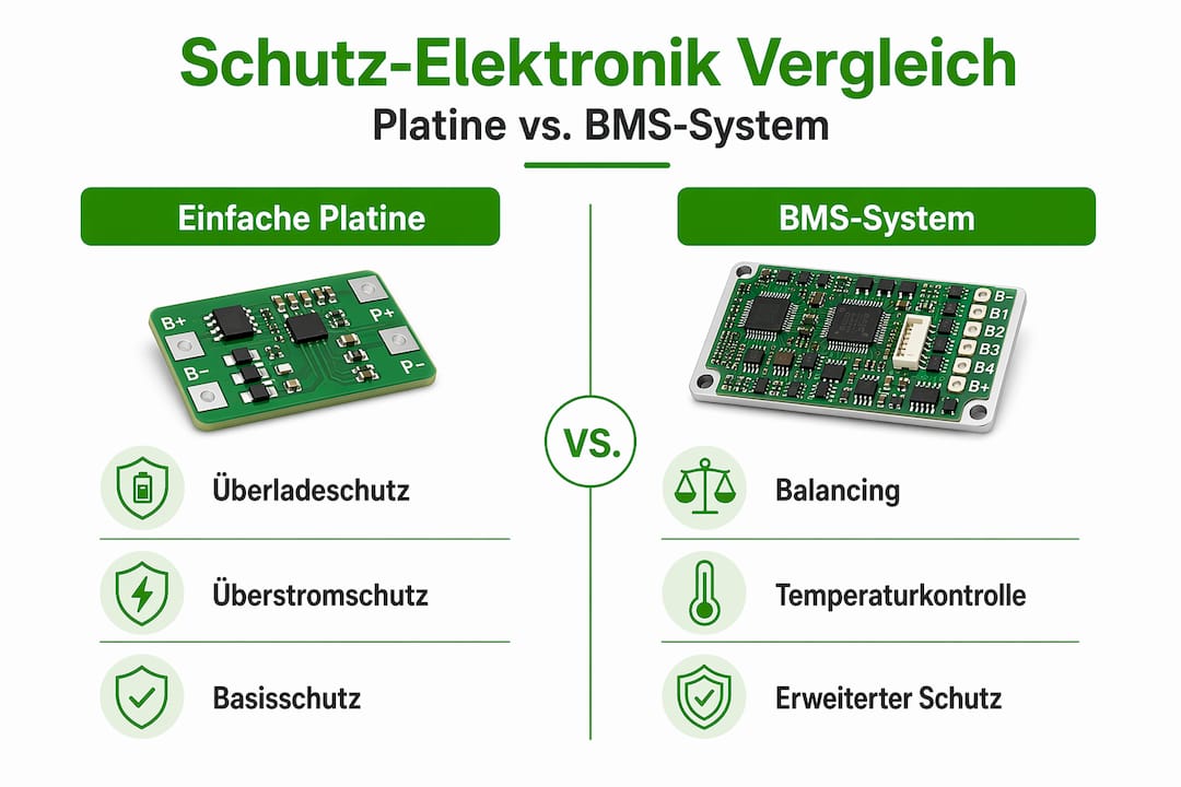 Infografik: Platinen-Schutz versus BMS – ein Vergleich auf einen Blick