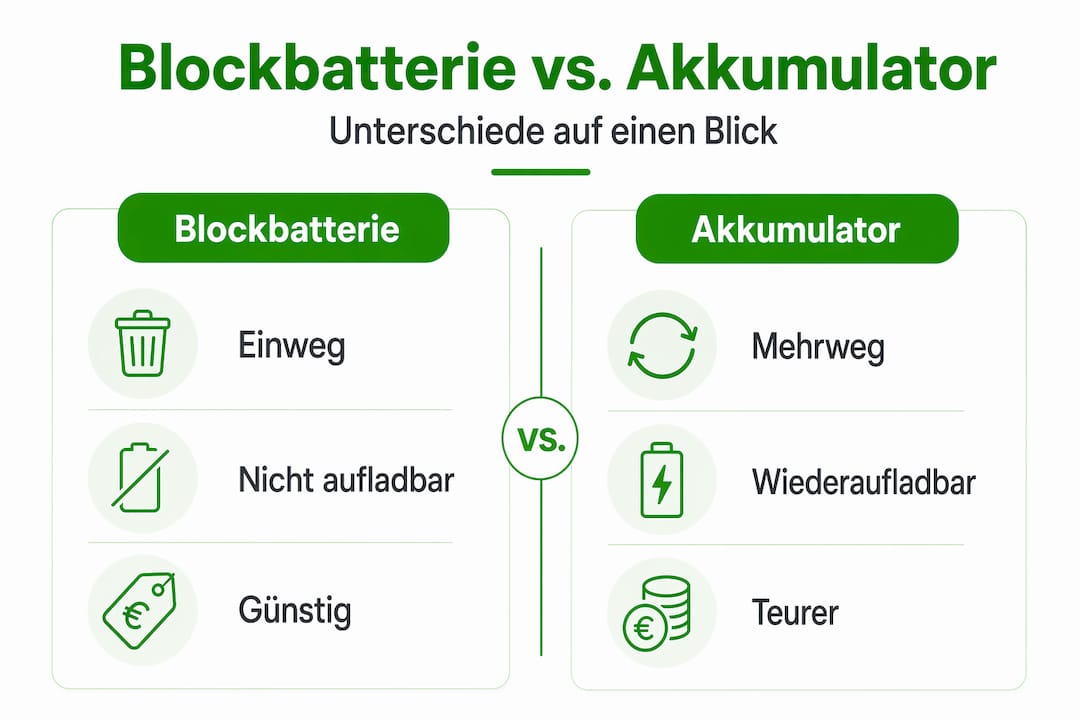 Vergleich: Blockbatterie vs. Akku – Die wichtigsten Unterschiede auf einen Blick