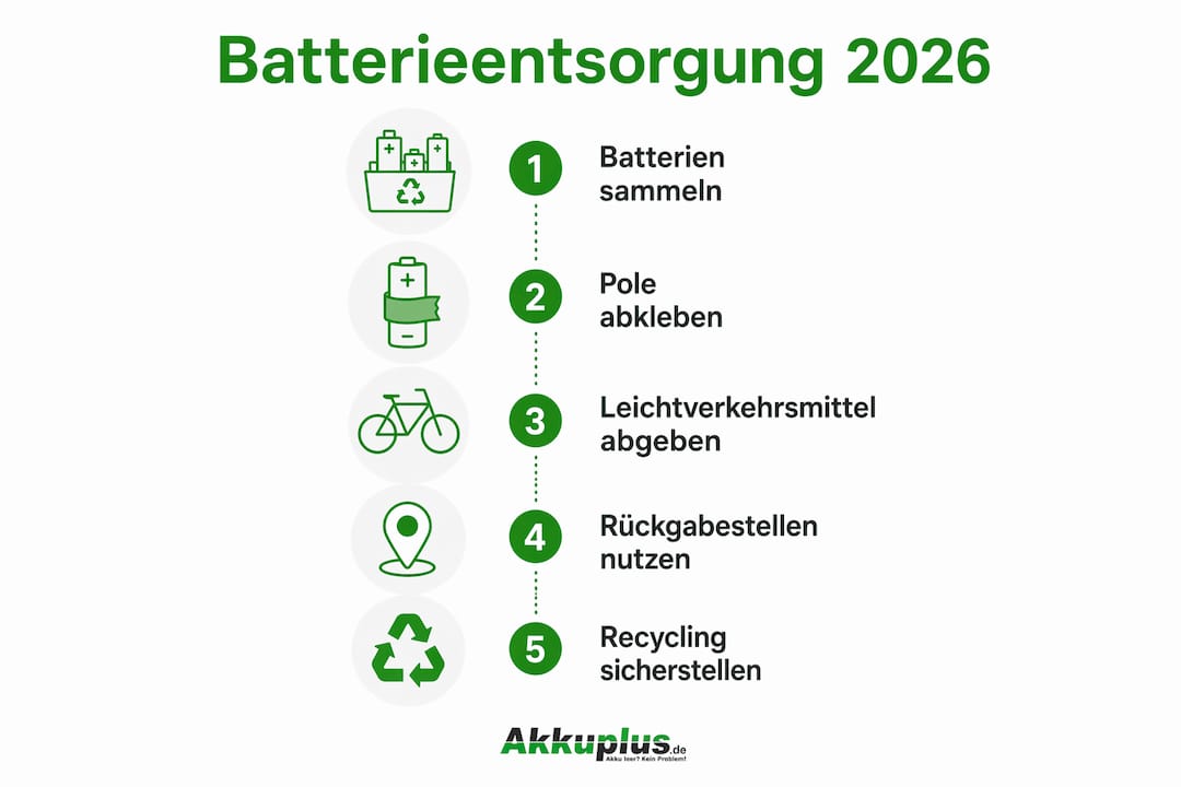 Schritt-für-Schritt-Anleitung: So entsorgen Sie Batterien richtig ab 2026 (Infografik)