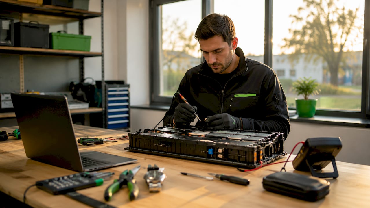 Im Werkstattalltag wird die Temperatur von Batterien oft per Hand überprüft.