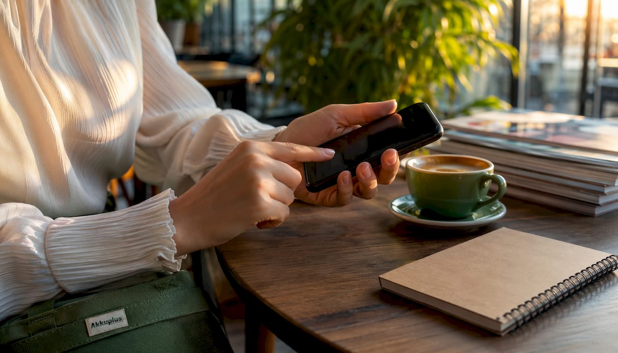 Jemand passt die Helligkeit seines Smartphones an