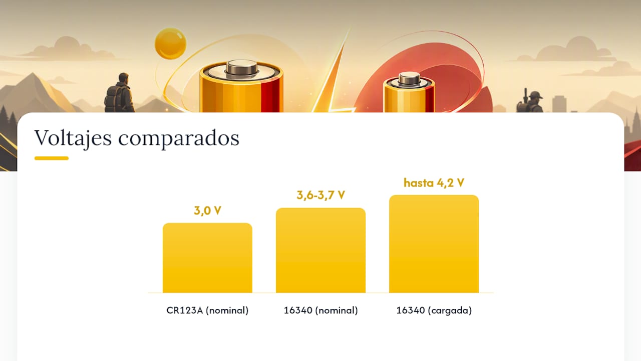 Riesgos de seguridad al mezclar CR123A y 16340 — overview diagram