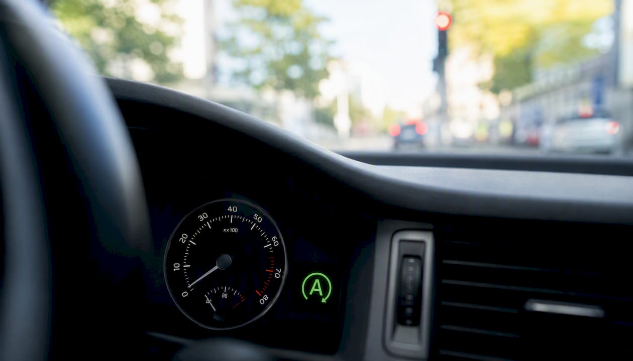 Panel del coche mostrando el sistema Start-Stop en funcionamiento