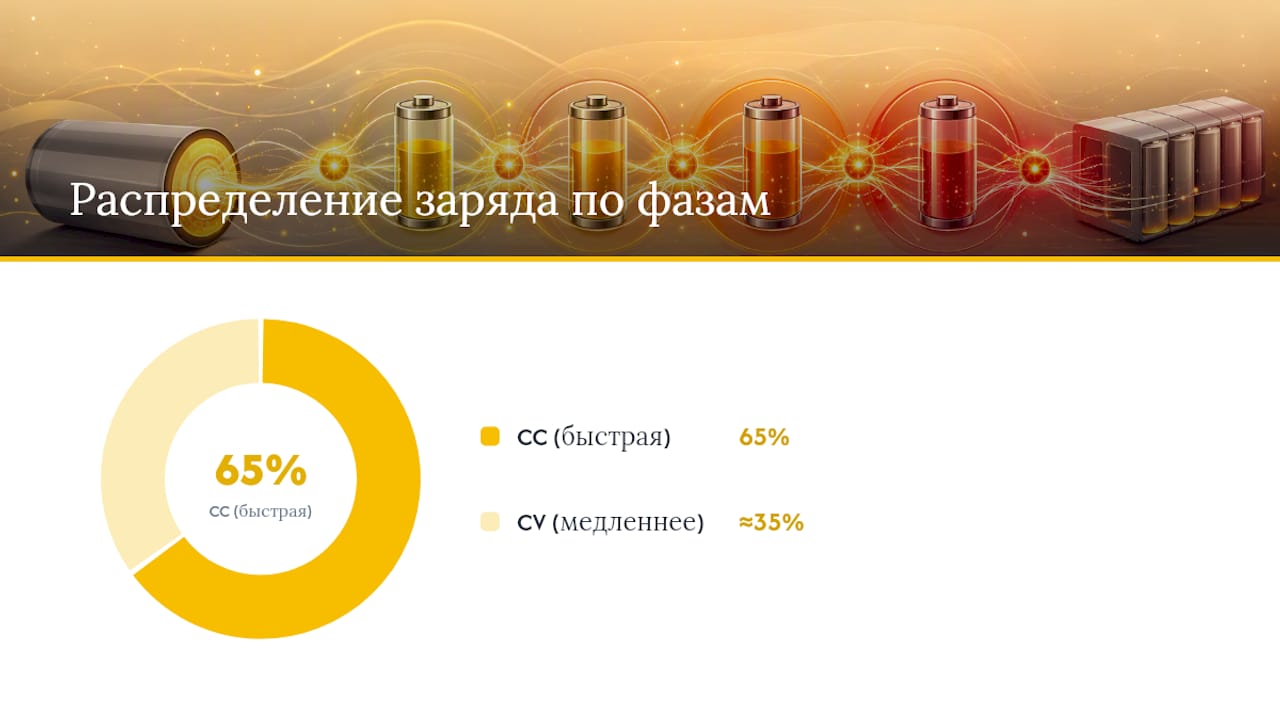 Этапы зарядного профиля CC-CV для Li-ion