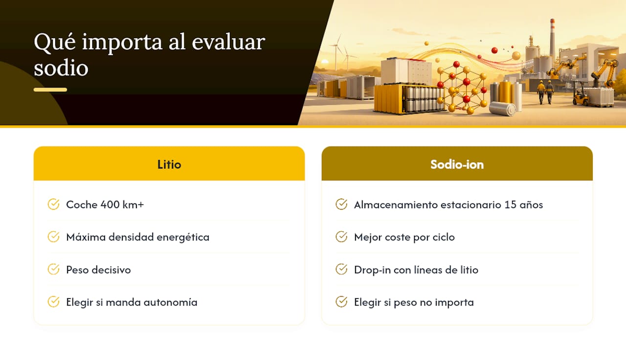 Lo que de verdad importa al evaluar baterías de sodio — overview diagram