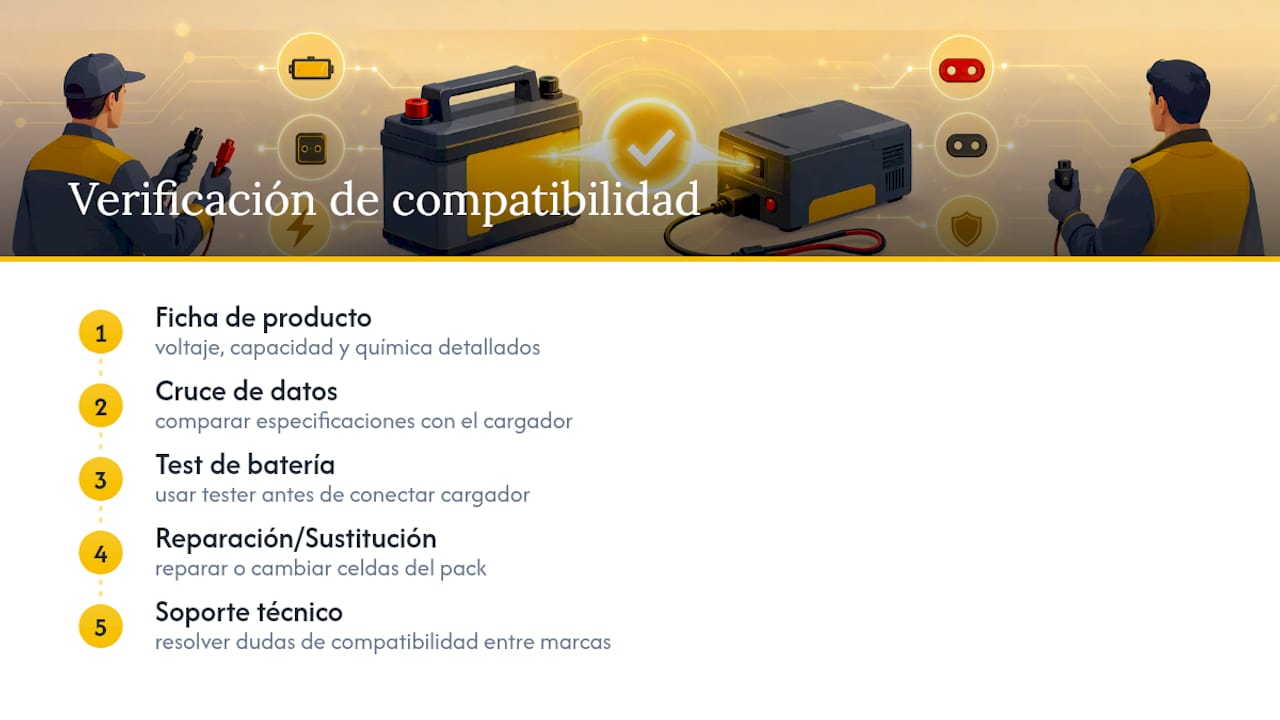 Cómo verifica Akkuplus la compatibilidad antes de vender o reparar una batería — overview diagram
