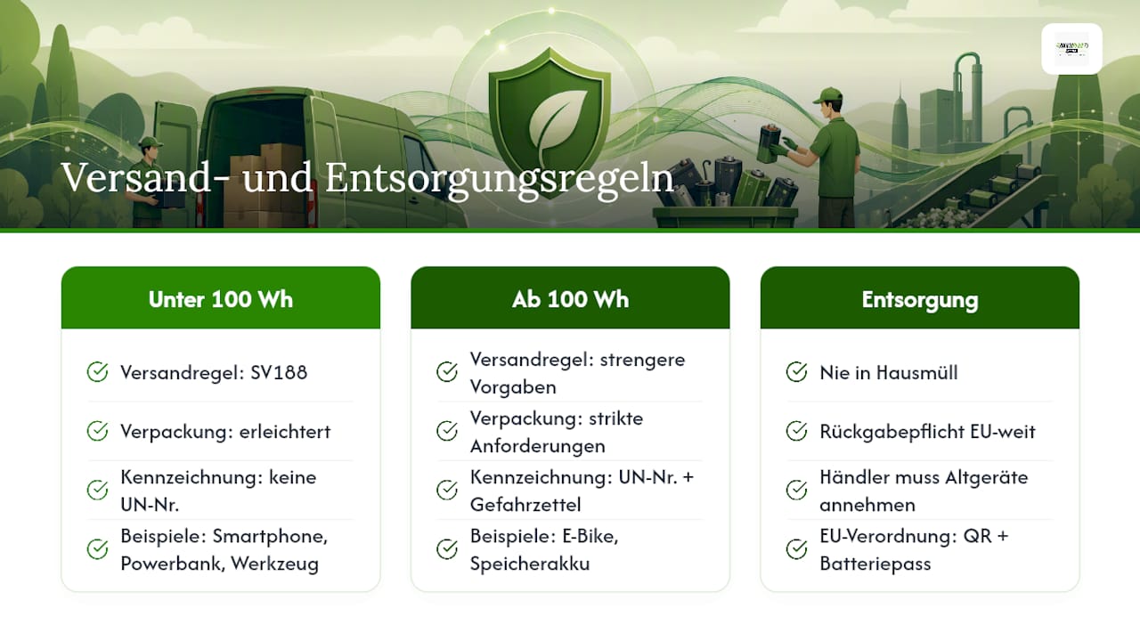Wie werden Akkus in der EU sicher versendet und entsorgt? — overview diagram