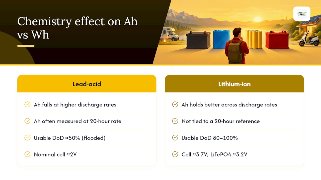 Lead-Acid vs Lithium-Ion: How Chemistry Changes the Ah and Wh Story — overview diagram