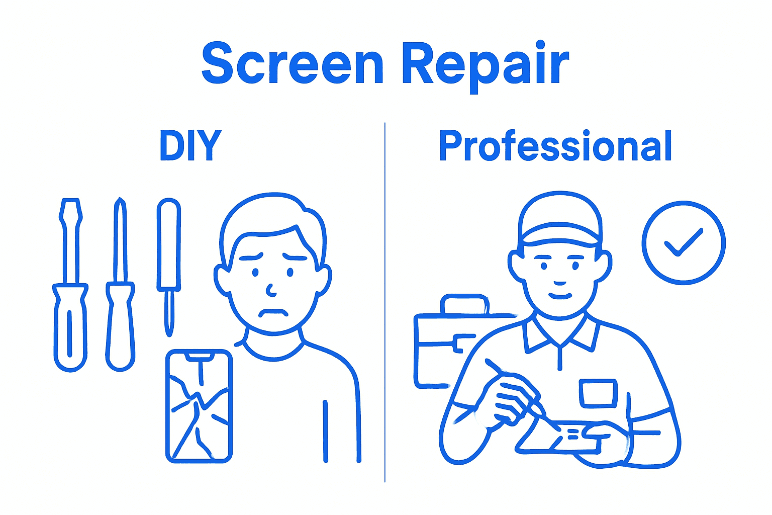 DIY vs professional cracked screen repairs infographic
