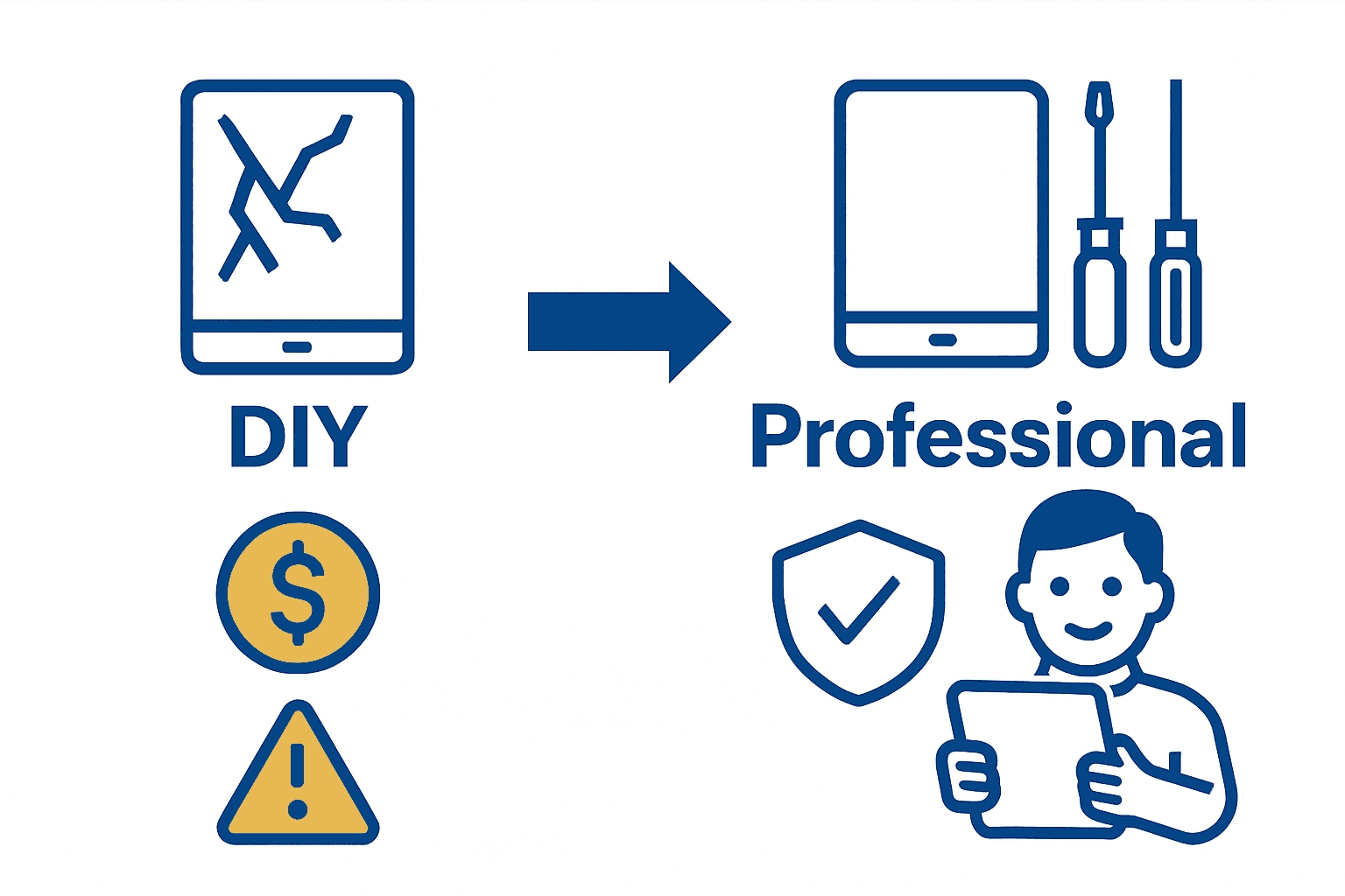 Comparison between DIY and professional tablet repair outcomes