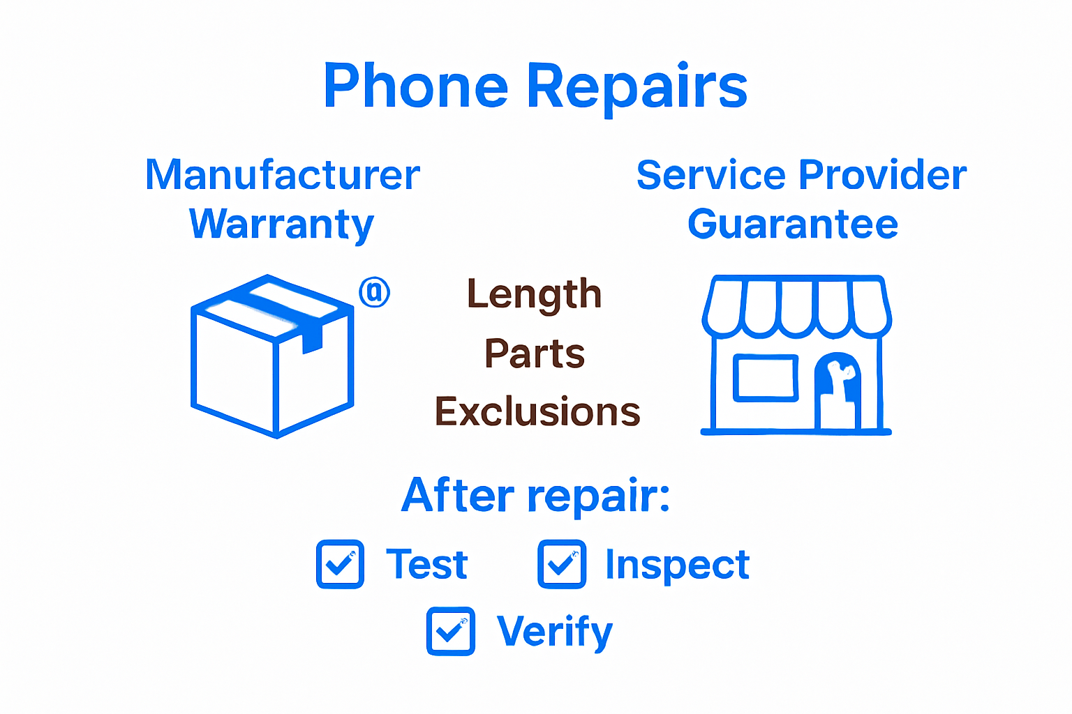 Infographic comparing phone repair warranty types