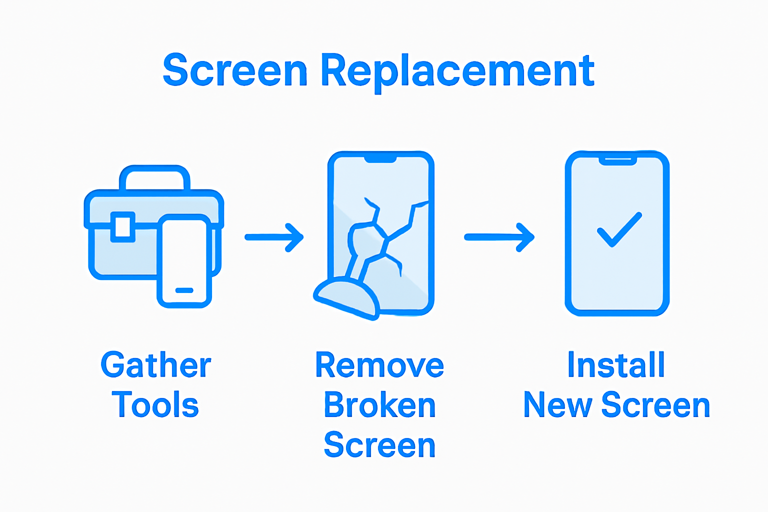 Infographic of phone screen repair steps