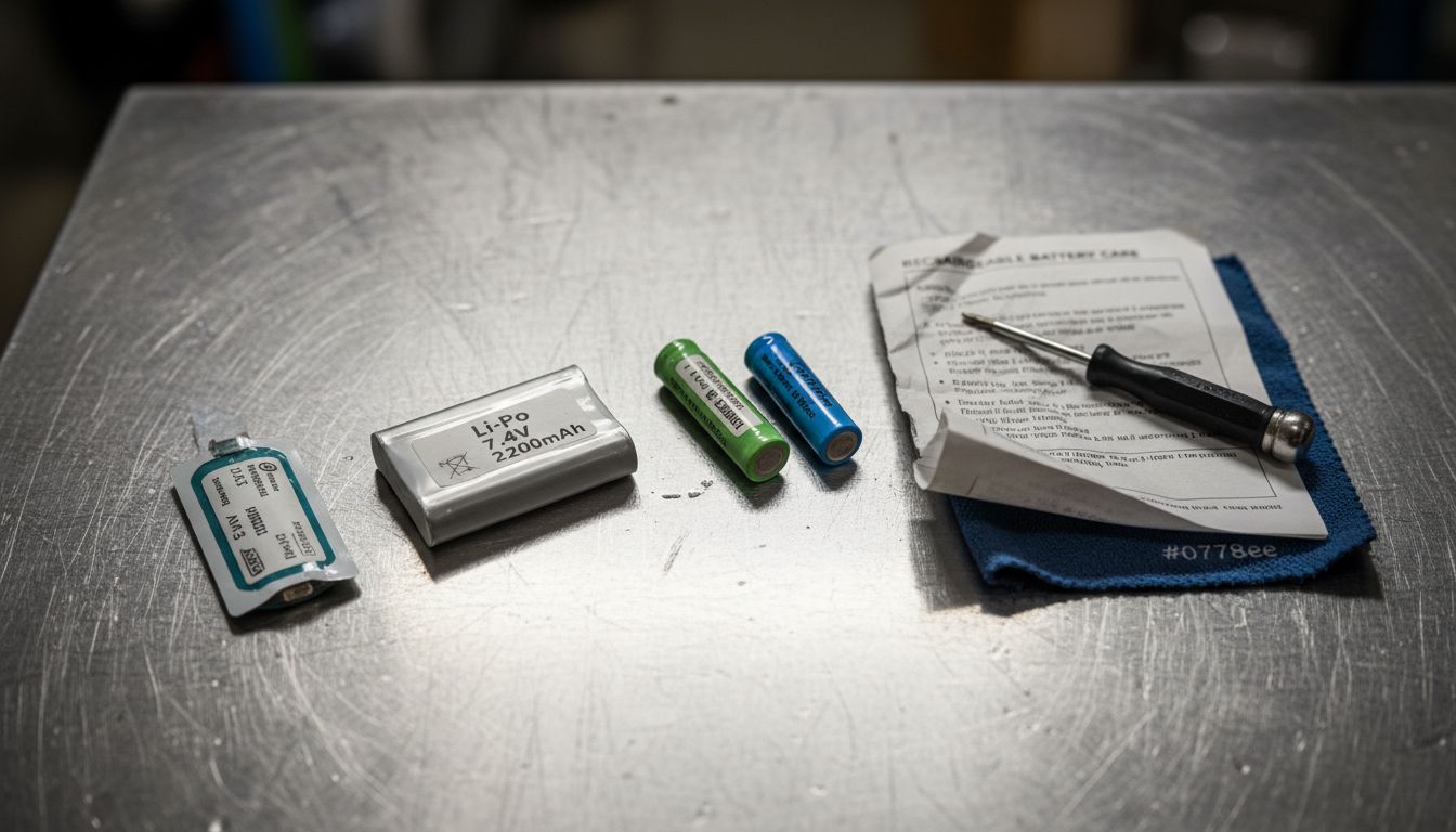 Different battery types on repair table