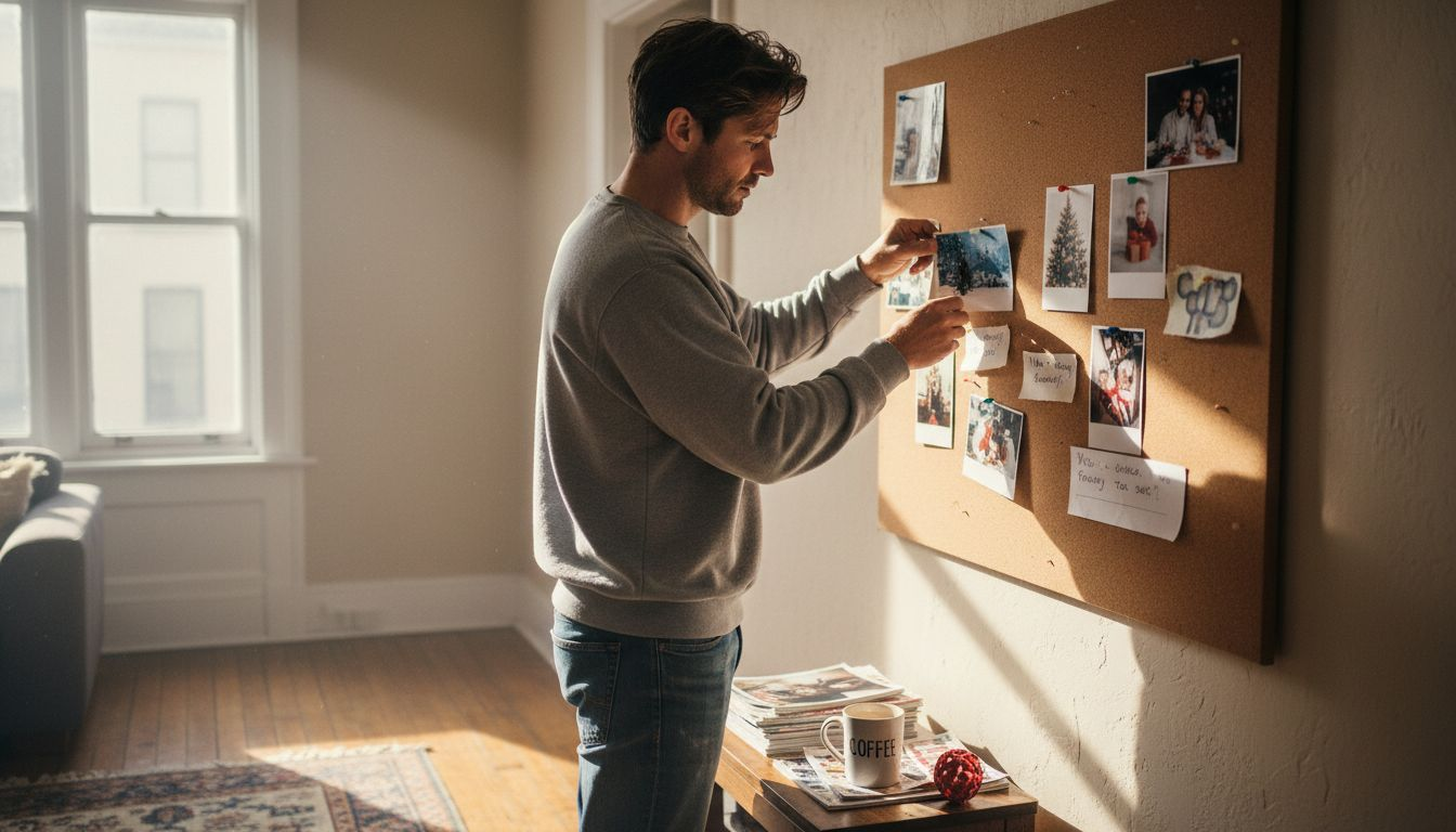 Man building holiday gift inspiration board