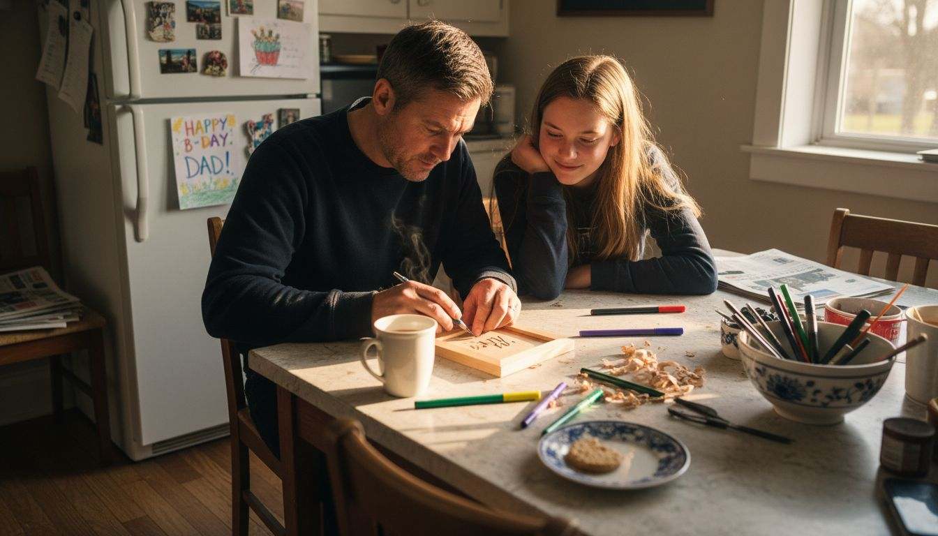 Father and daughter make personalized gift together
