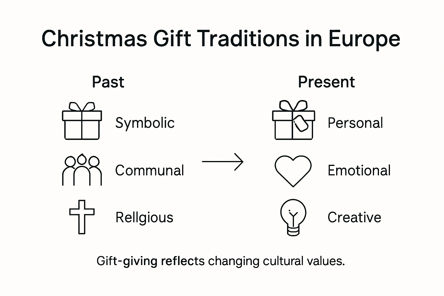 Infographic on evolution of Christmas gift traditions