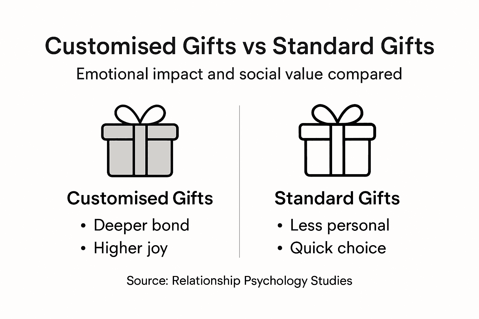 Infographic comparing customised and standard gifts