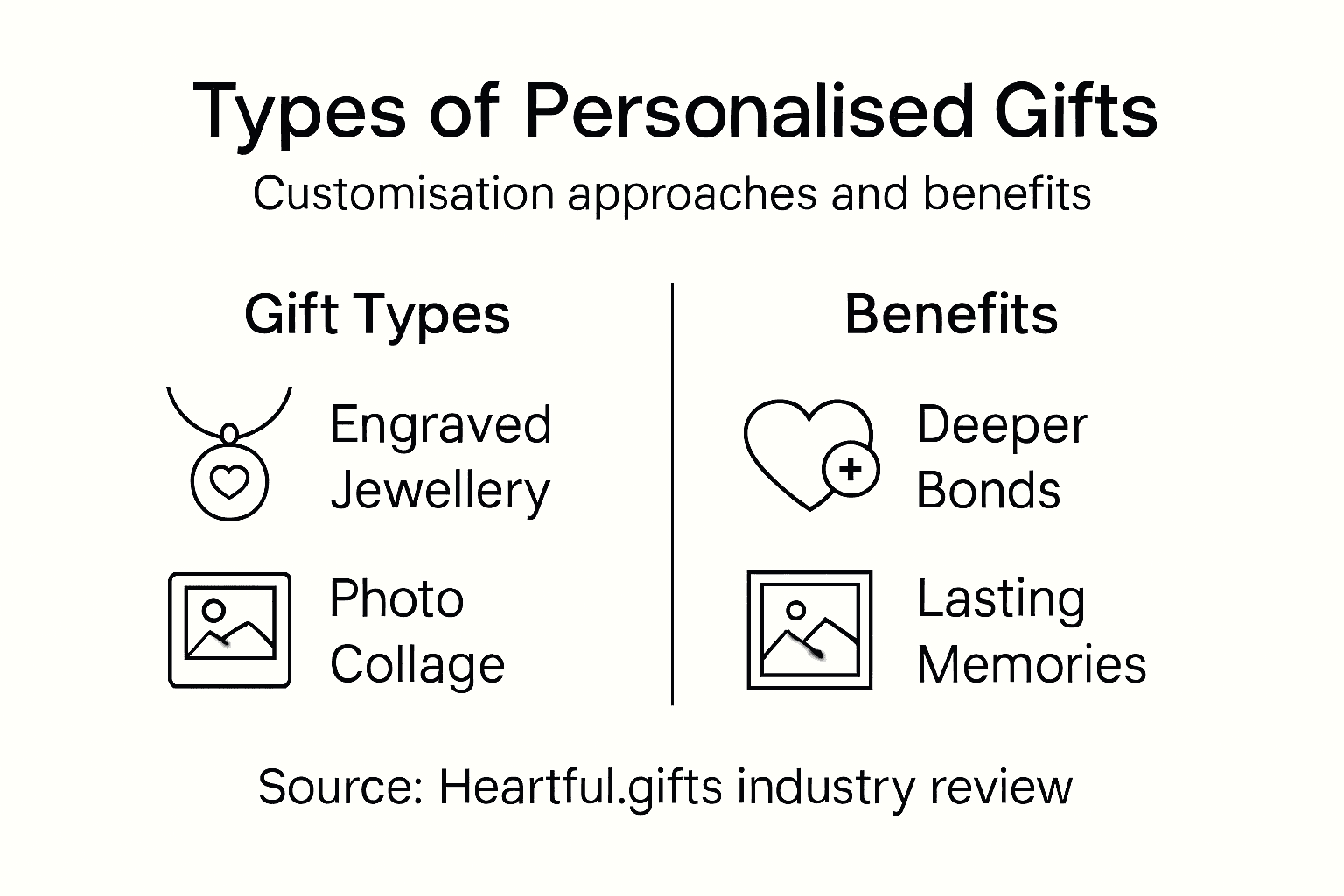 Infographic with personalised gift types and benefits