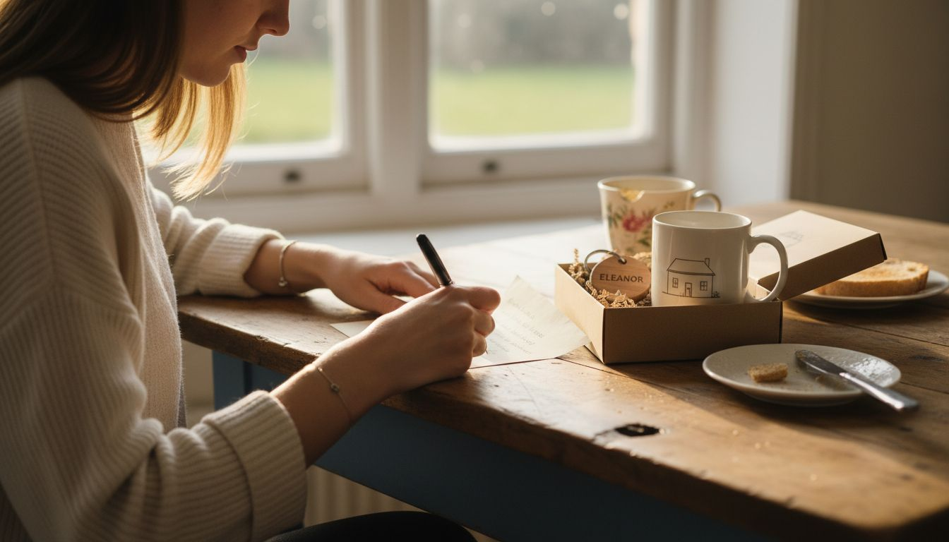 Preparing handwritten personalised gift package