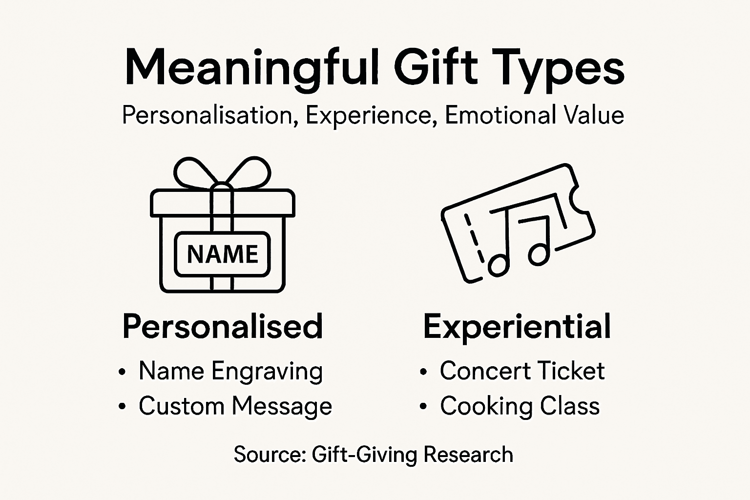Infographic showing types of meaningful gifts