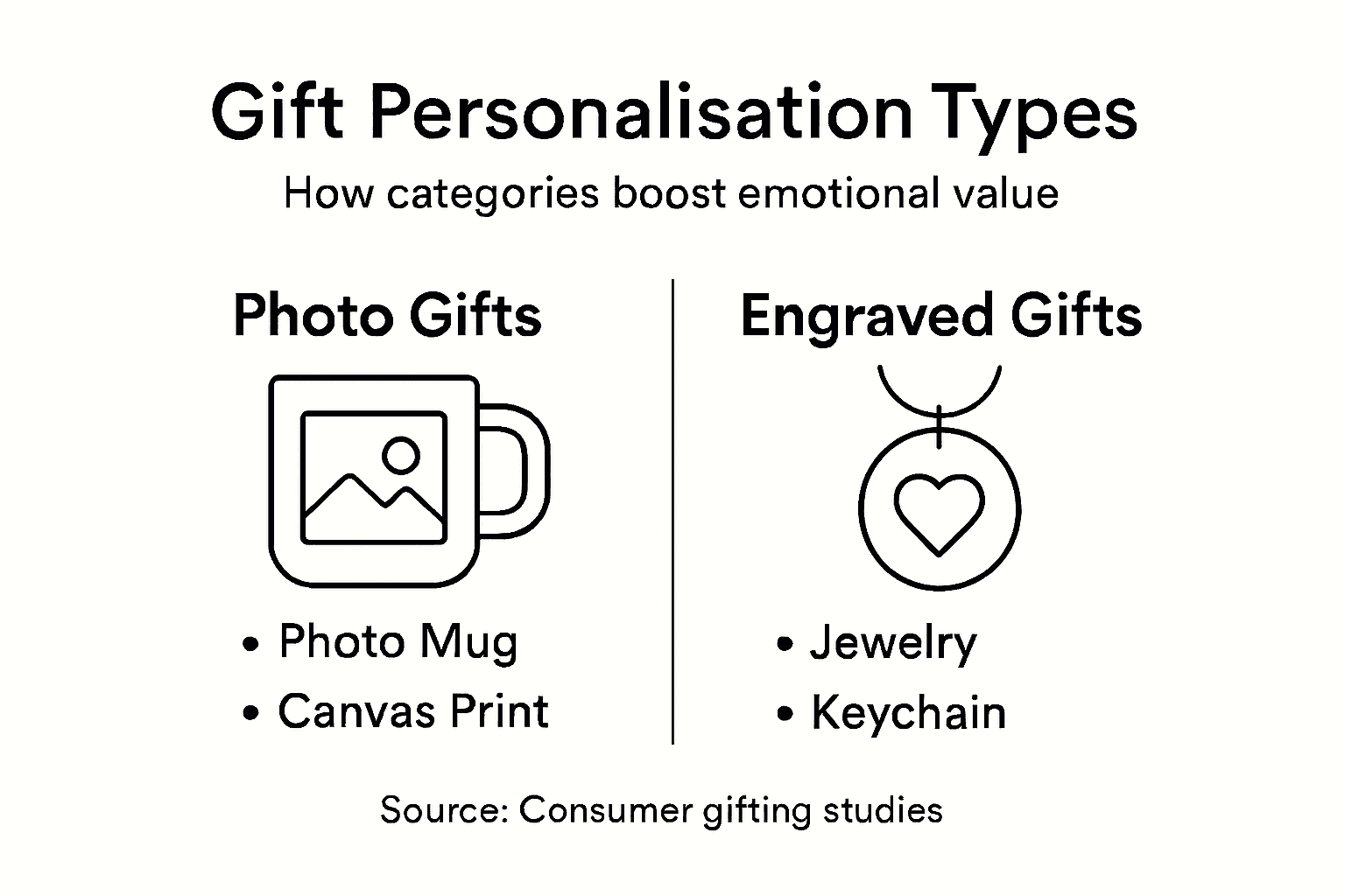 Infographic of personalised gift categories