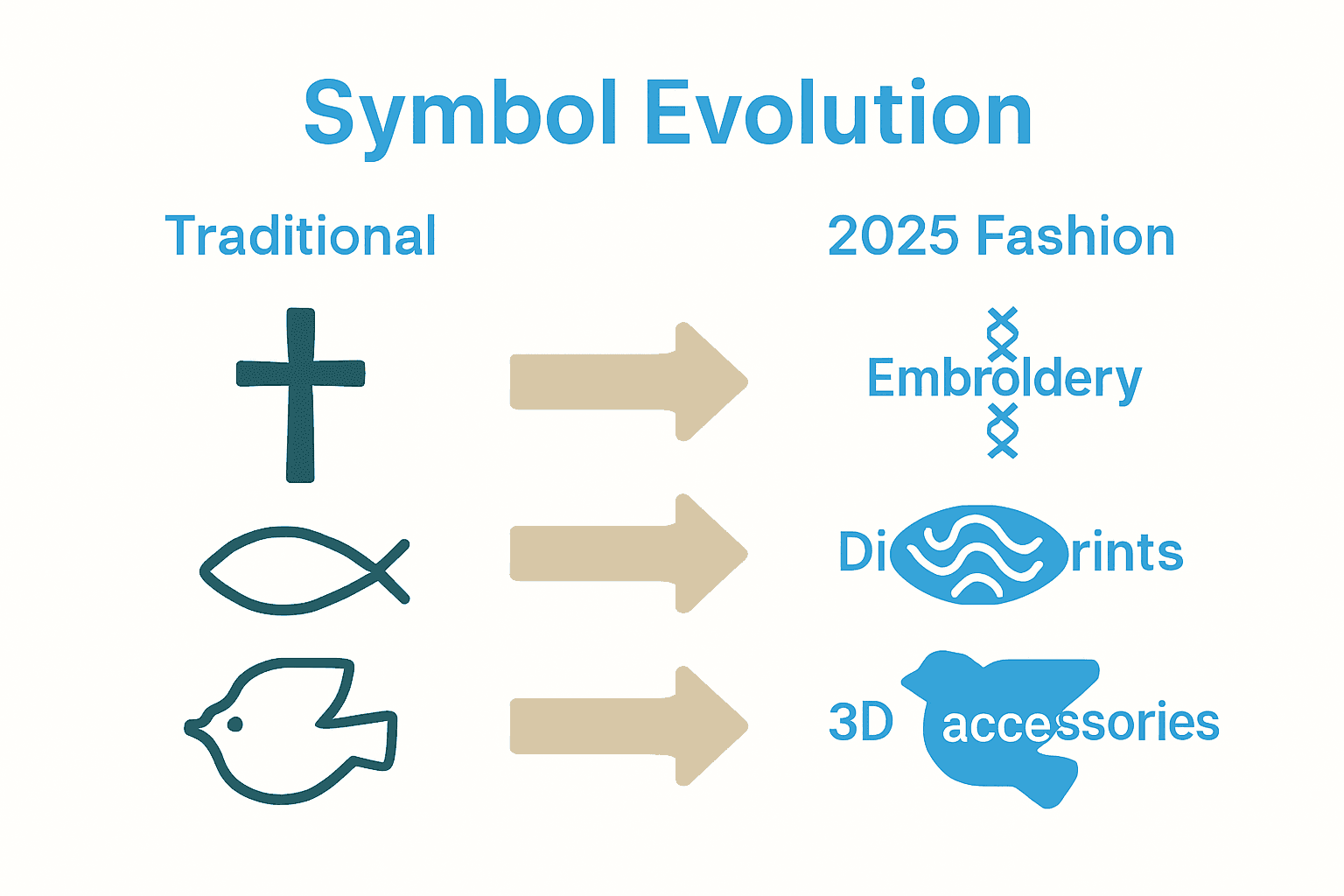 Infographic compares traditional and modern Christian fashion symbols