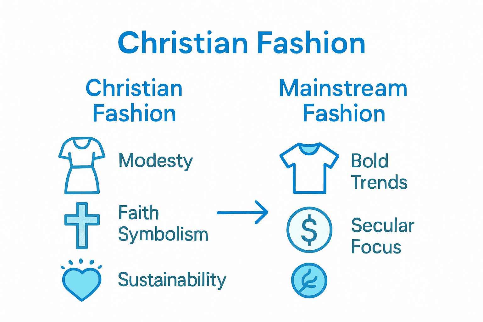 Infographic comparing Christian and mainstream fashion trends.