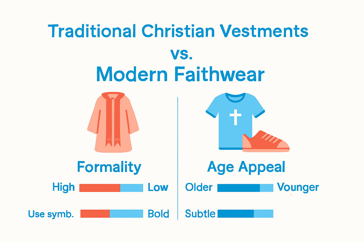 Infographic comparing traditional vestments to modern Christian apparel.