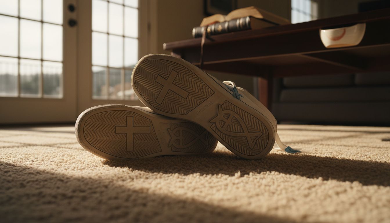 Close-up of Christian shoe sole designs