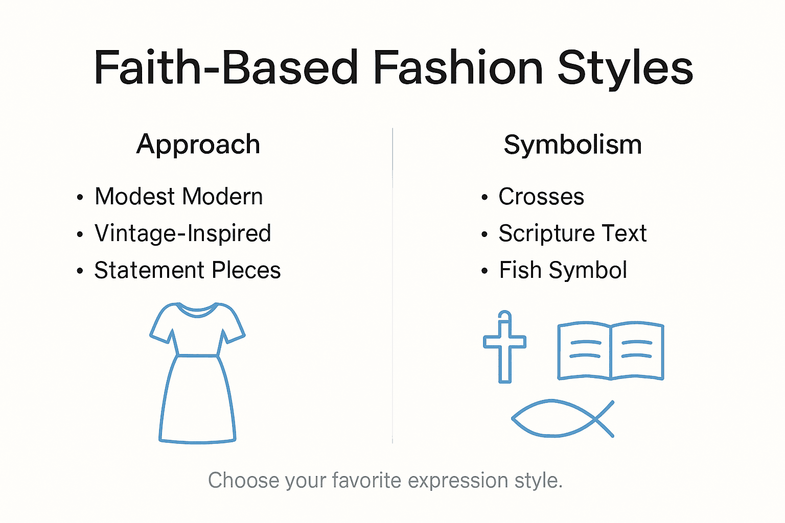 Infographic showing faith-based fashion style options