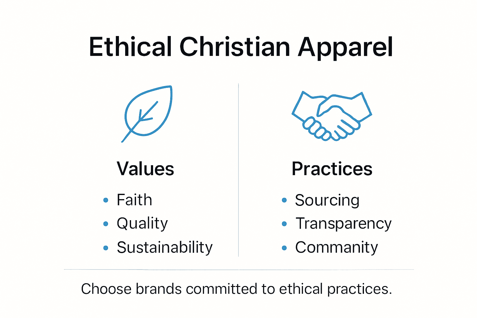Infographic showing ethical Christian apparel factors