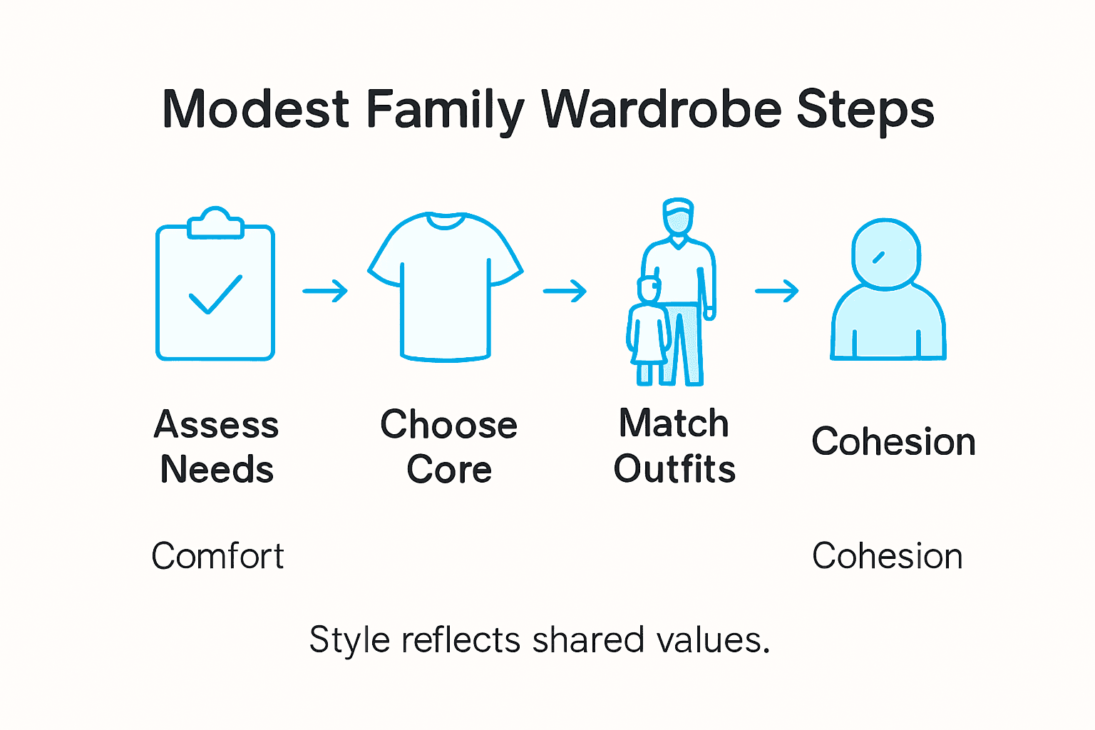 Infographic outlining steps for modest family outfits
